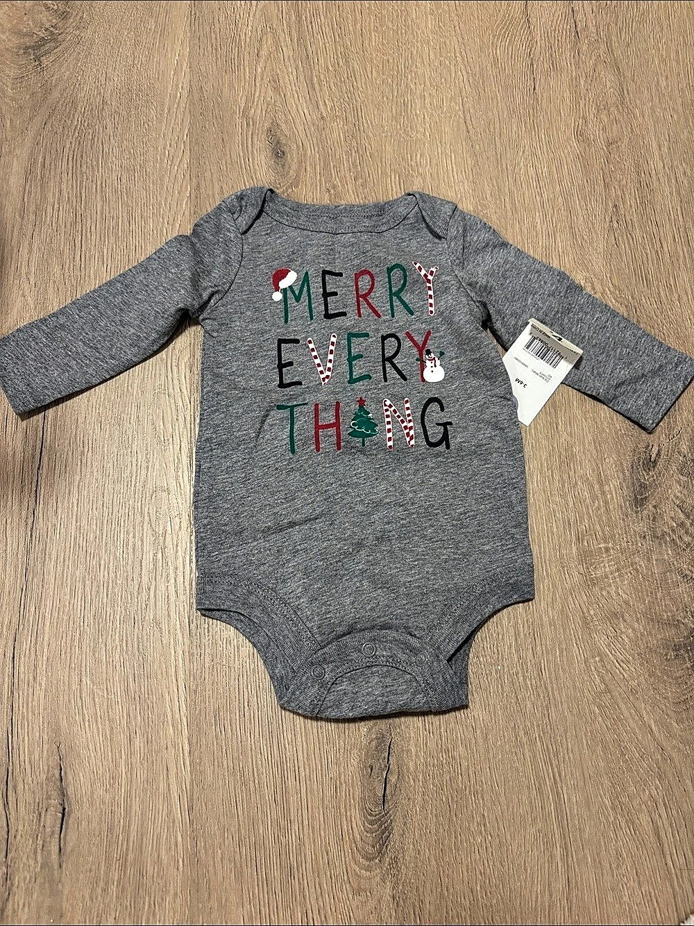 Cat & Jack Holiday Bodysuit in Gray Baby 3-6M NWT